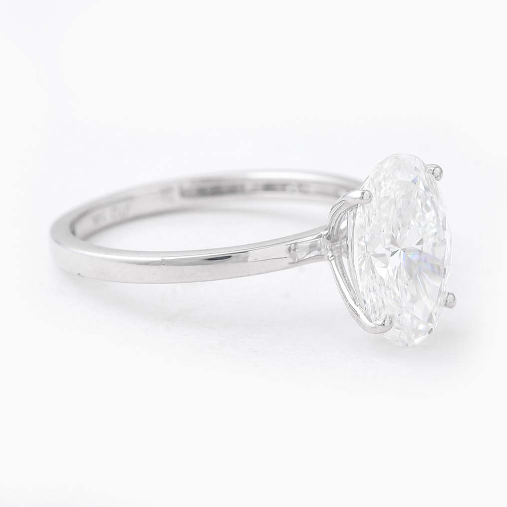 Ei pohjahintaa - Sormus - 14 kt. Valkokulta - 3.01ct. tw. Timantti (Laboratoriossa kasvatettu) - Timantti #1.0