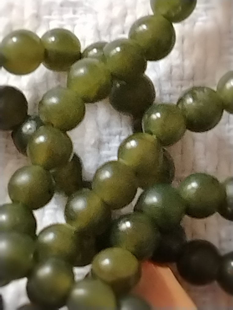 頸鏈 - 18 克拉 黃金 玉 - 两线珠链 #1.0