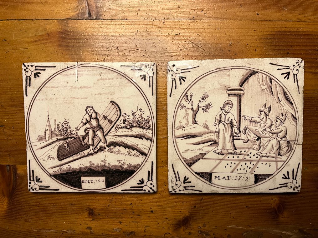  Tile (2) - Biblical scenes - 1750-1800  #1.0