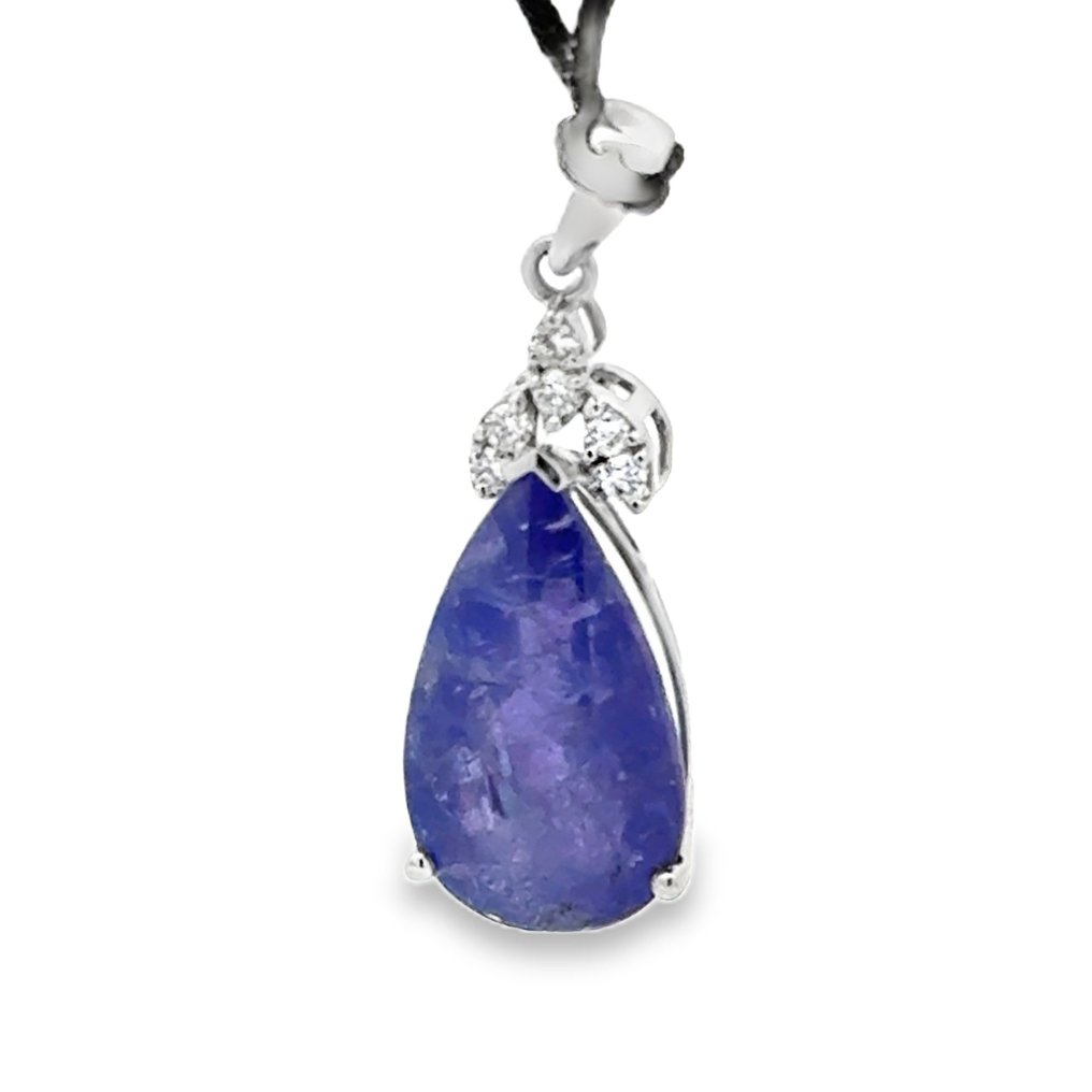 Ei pohjahintaa - Riipus - 18 kt. Valkokulta - 6.06ct. tw. Tansaniitti - Timantti #3.2