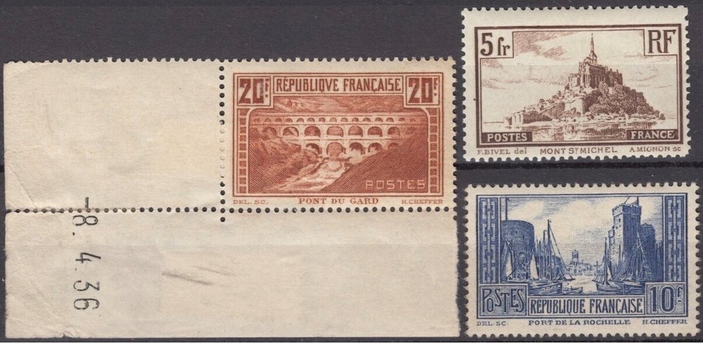 Γαλλία 1921/1931 - Y&T 259-262 cv 1036 - Reims Pont du Gard #3.2