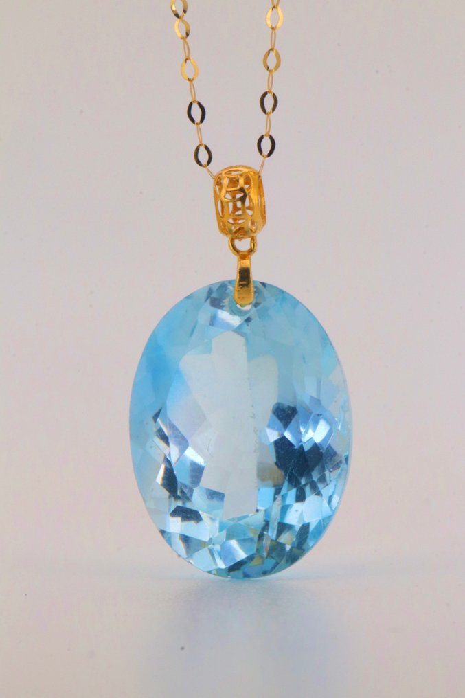 Sans prix de réserve - Pendentif - 18 carats Or jaune Topaze - Topaze bleu royal #1.0