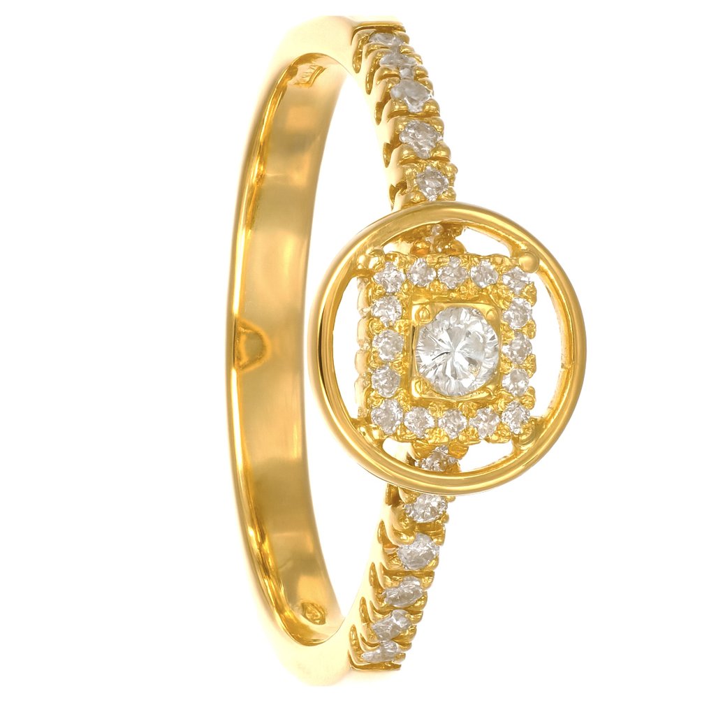 Bague - 18 carats Or jaune - 0.55ct. tw. Diamant (Naturelle) #1.0