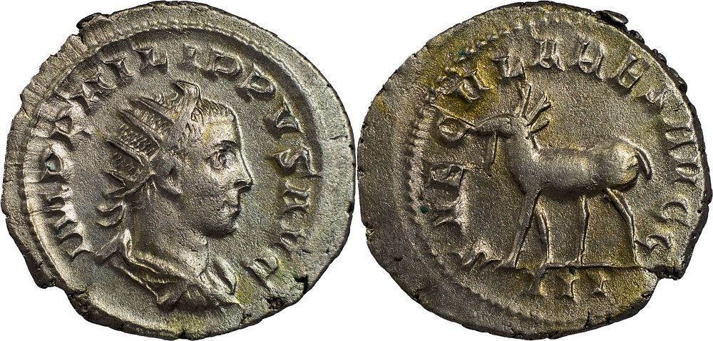 Romeinse Rijk. Philip II (AD 247-249). Antoninianus AD 248 - SAECVLARES AVGG (Zonder minimumprijs) #2.1