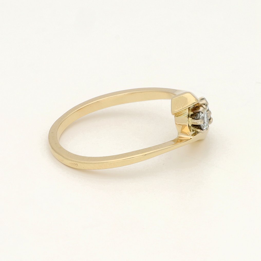 戒指 - 14 克拉 黃金 鉆石 (天然) #4.3