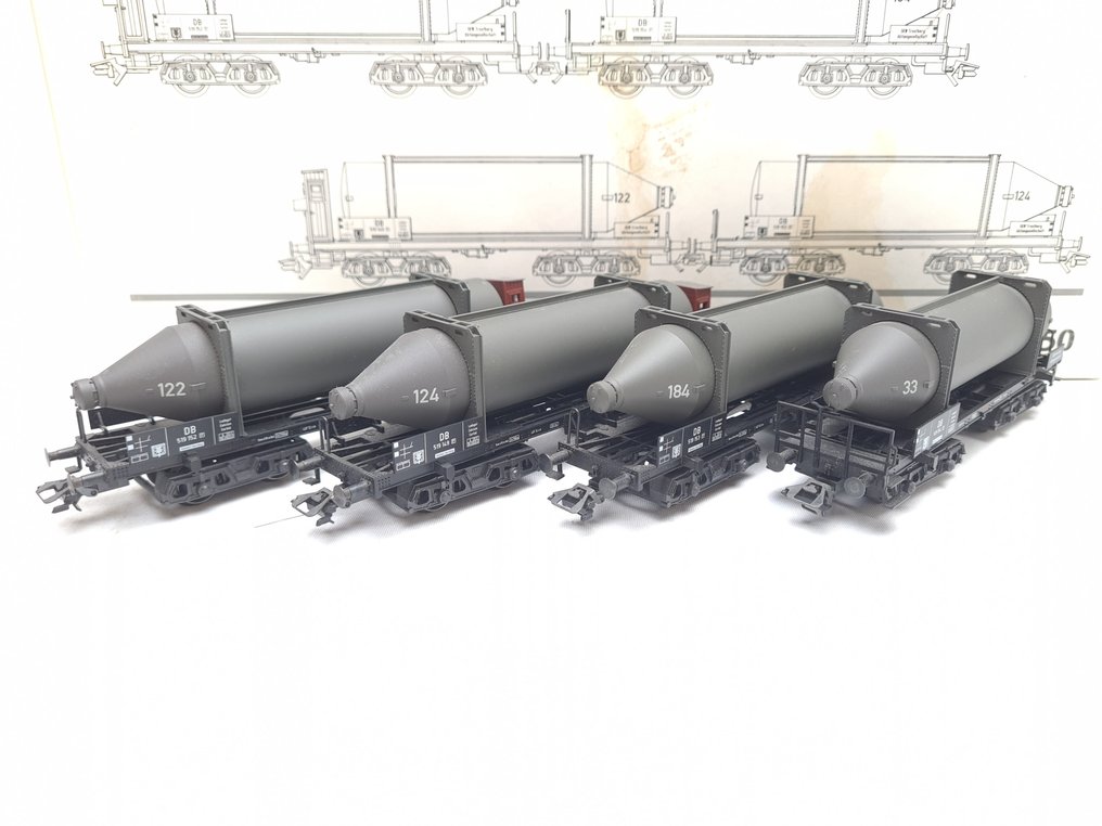 Märklin H0 - 48250 - Modeltrein goederenwagonset (1) - 4-delige set Carbid Flessenwagen - DB #1.0