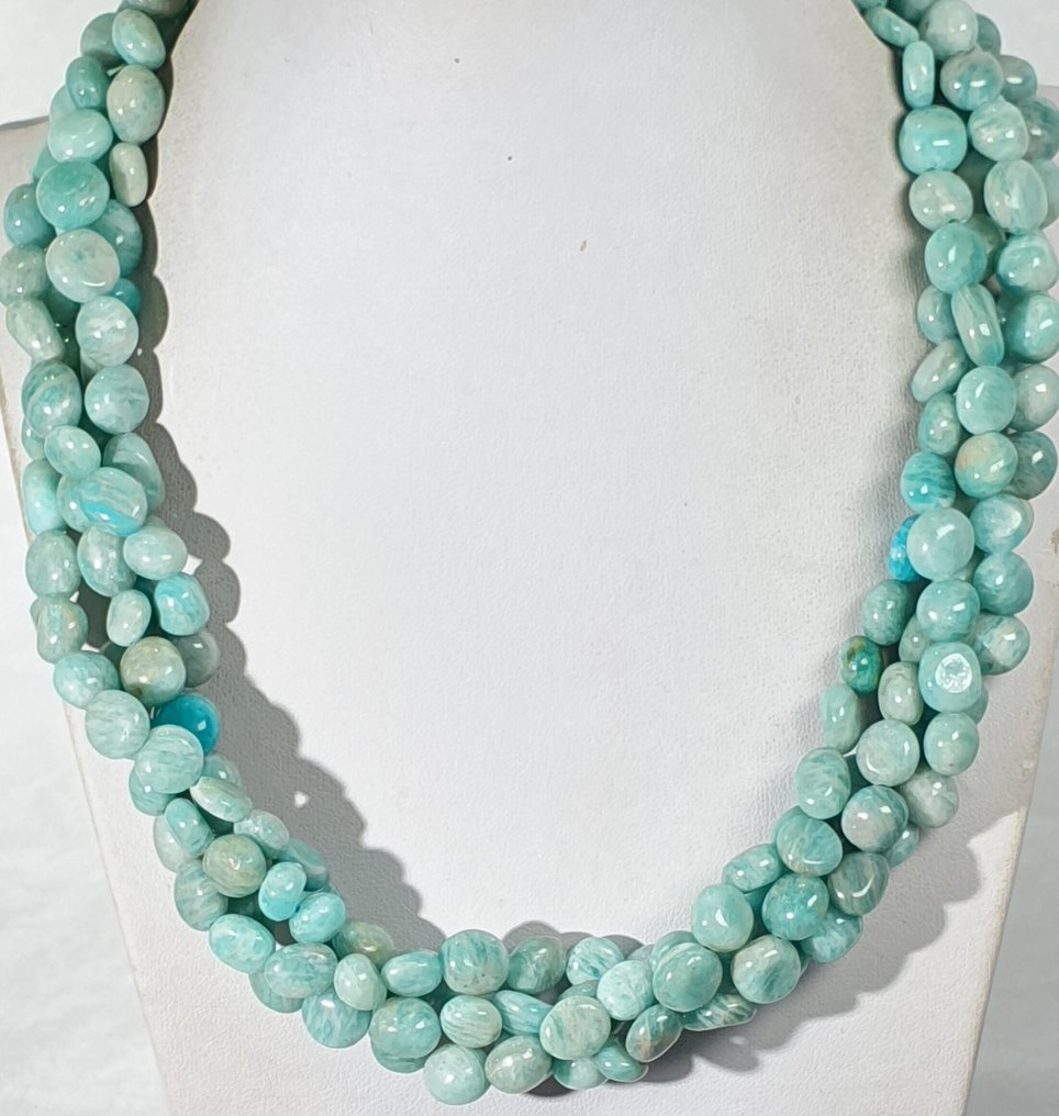 Amazonita luonnonmukainen - 4 kierrosta - Sisäinen rauha - Hopeasuljin 925 - ENSILUOKKAA - Kaulakoru #3.2