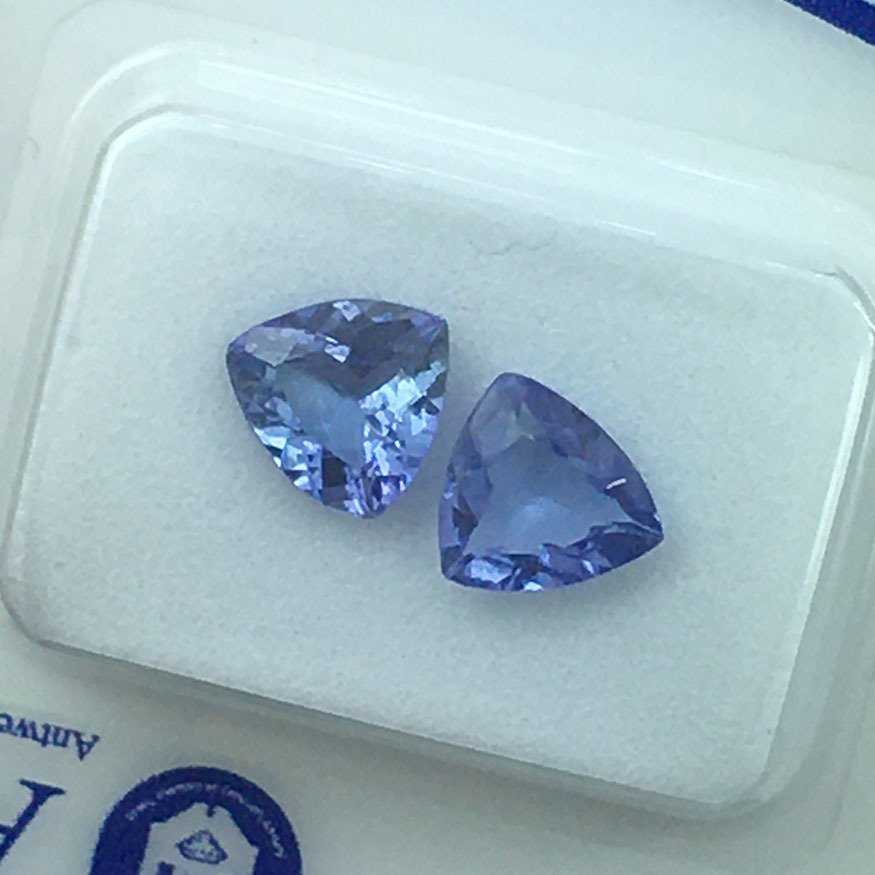 没有保留价 - 2 pcs  紫色 坦桑石  - 1.50 ct - 安特卫普宝石检测实验室（ALGT） - 坦桑尼亚坦桑石 #3.2