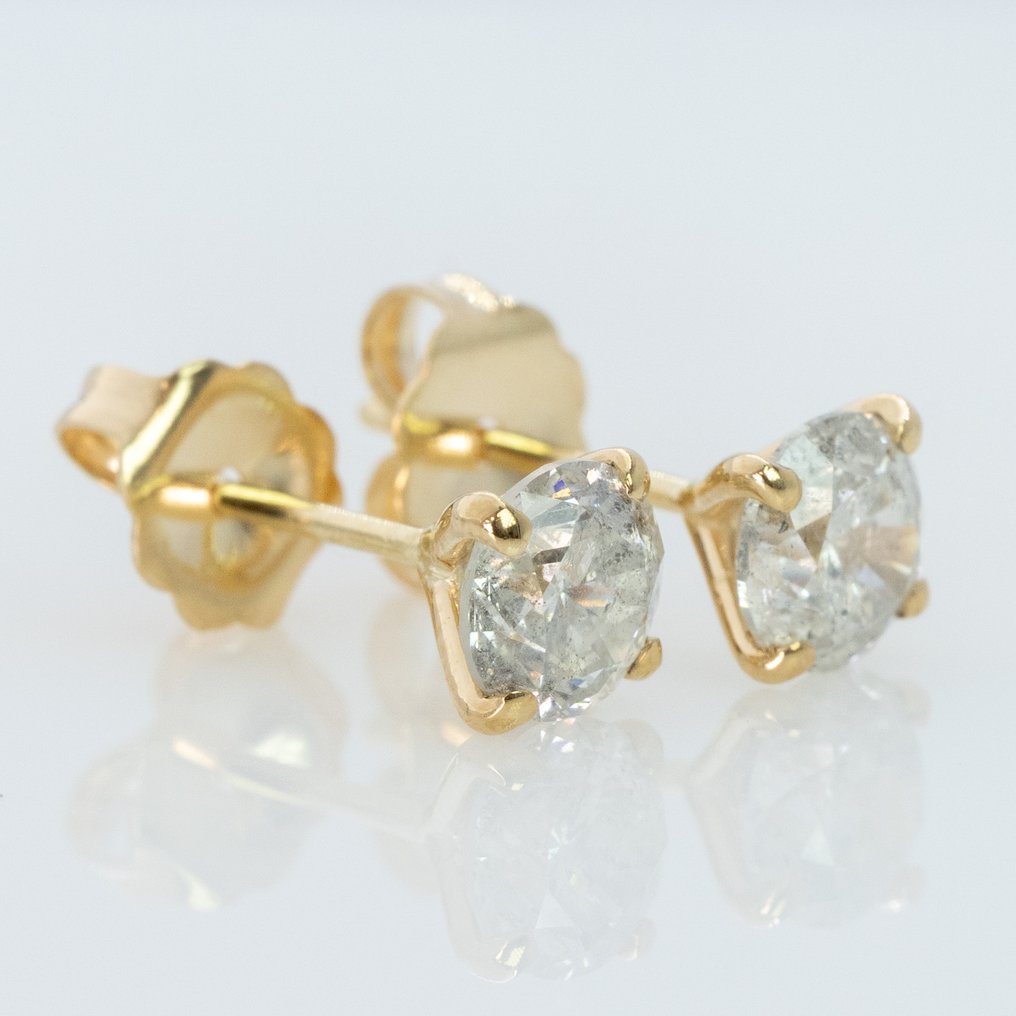 没有保留价 - 耳环 - 14K包金 黄金 - 1.23ct. tw. 钻石 (天然) - GWLab #3.2