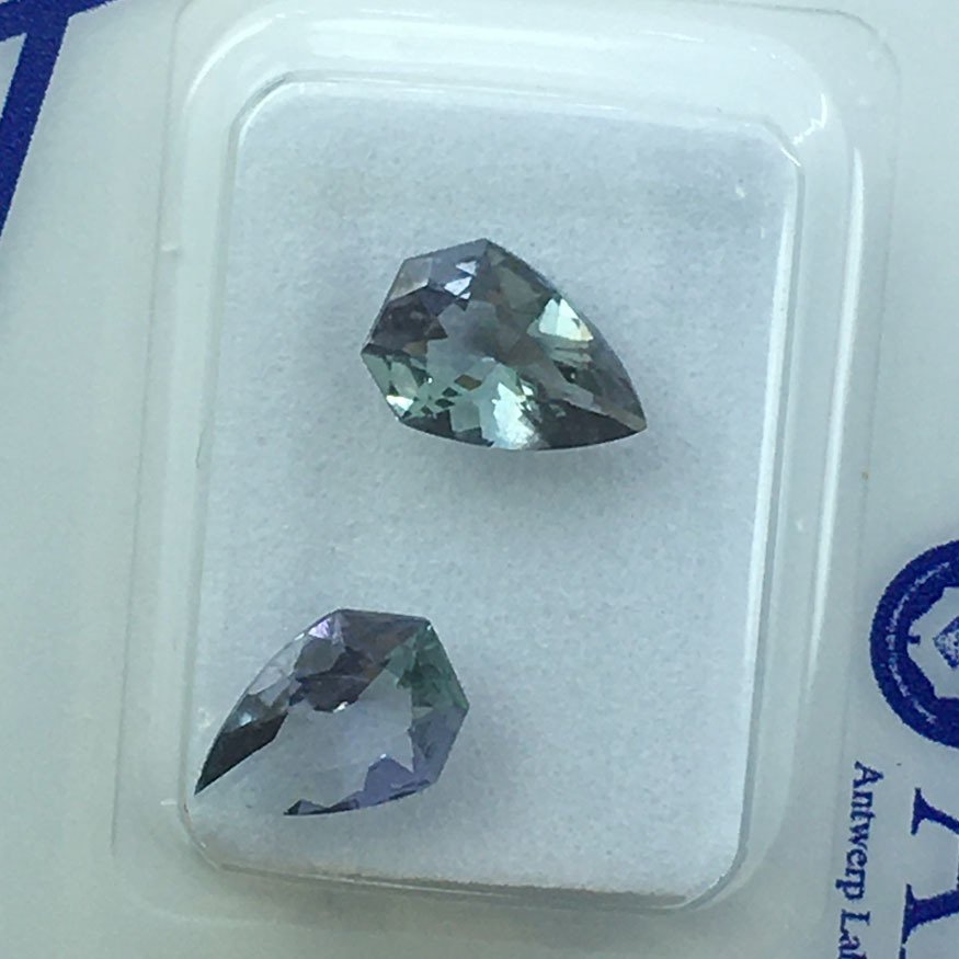 No reserve price - 2 pcs Purple Tanzanite - 1.69 ct - Antwerp Laboratory for Gemstone Testing (ALGT) - NO HEAT TANZANITE #2.1