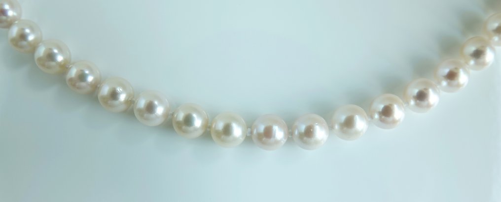 Ei pohjahintaa - Kaulakoru Hopea Helmi - Akoya helmi pyöreä 7-7,5 mm #4.3
