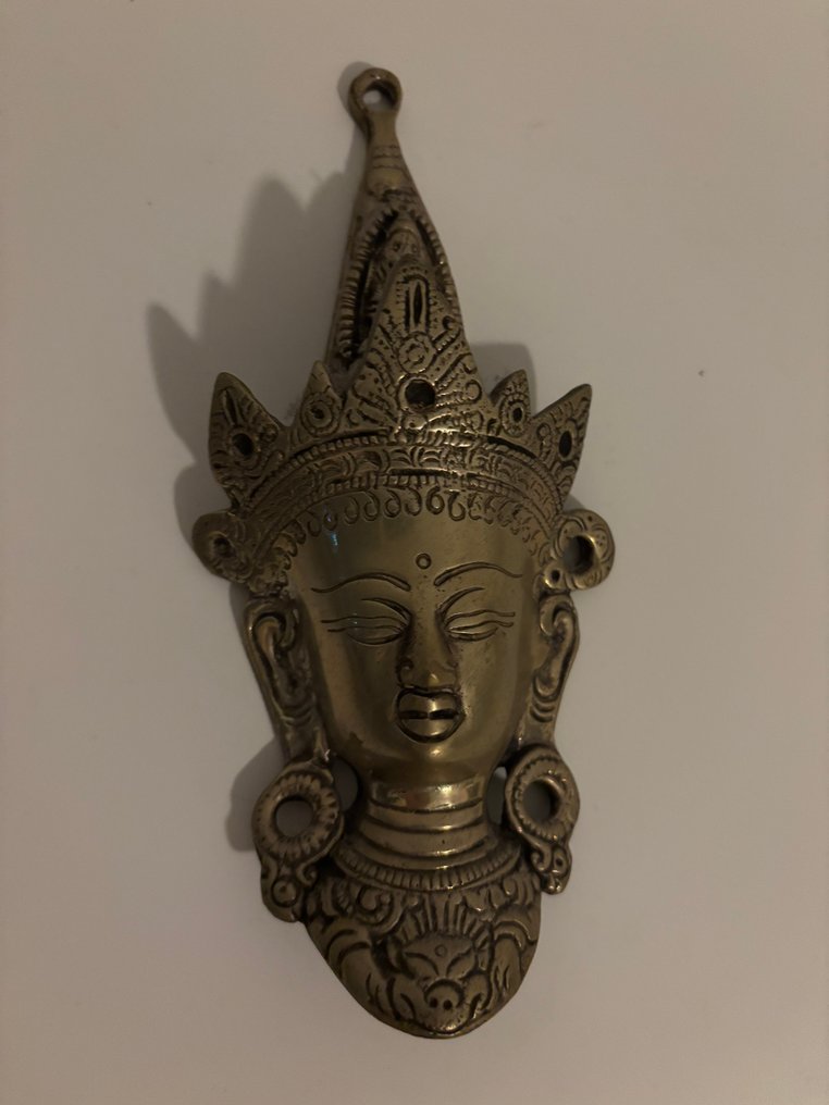 Skulptur, Handmade Tibetan masks Buddhist goddess Tara Devi - 20 cm - Messing #1.0