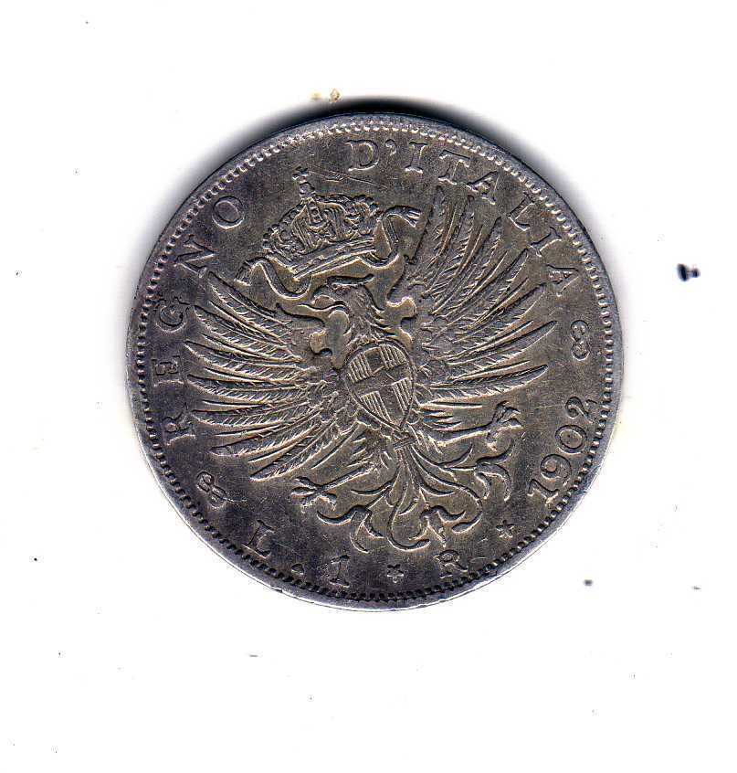 義大利王國 Vittorio Emanuele III. 1 Lira 1902 "Aquila Sabauda"  (沒有保留價) #1.0