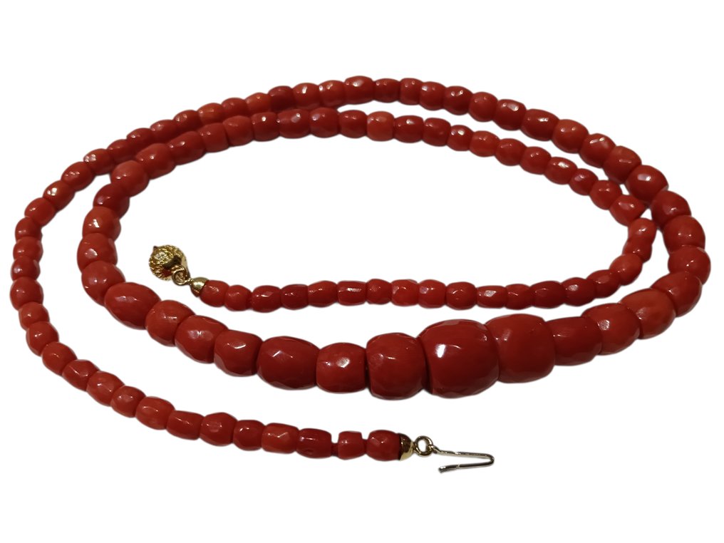 Collier - 18 carats Or jaune Corail rouge - Corail rouge - Sardaigne de qualité supérieure #1.0