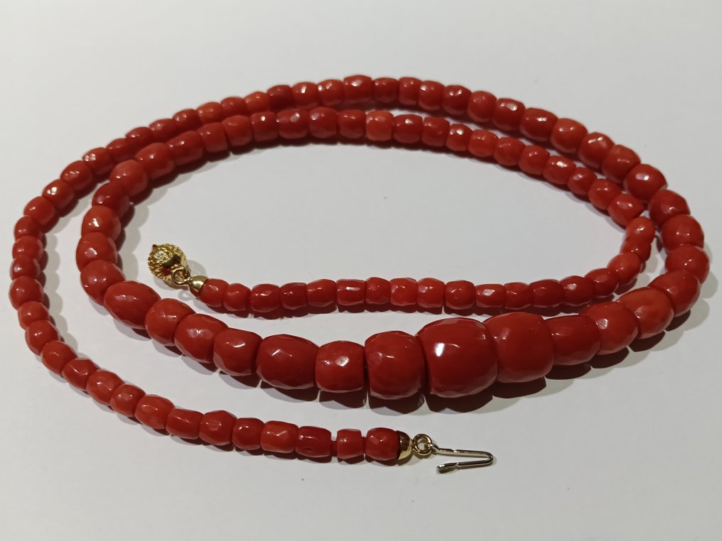 Collier - 18 carats Or jaune Corail rouge - Corail rouge - Sardaigne de qualité supérieure #3.2