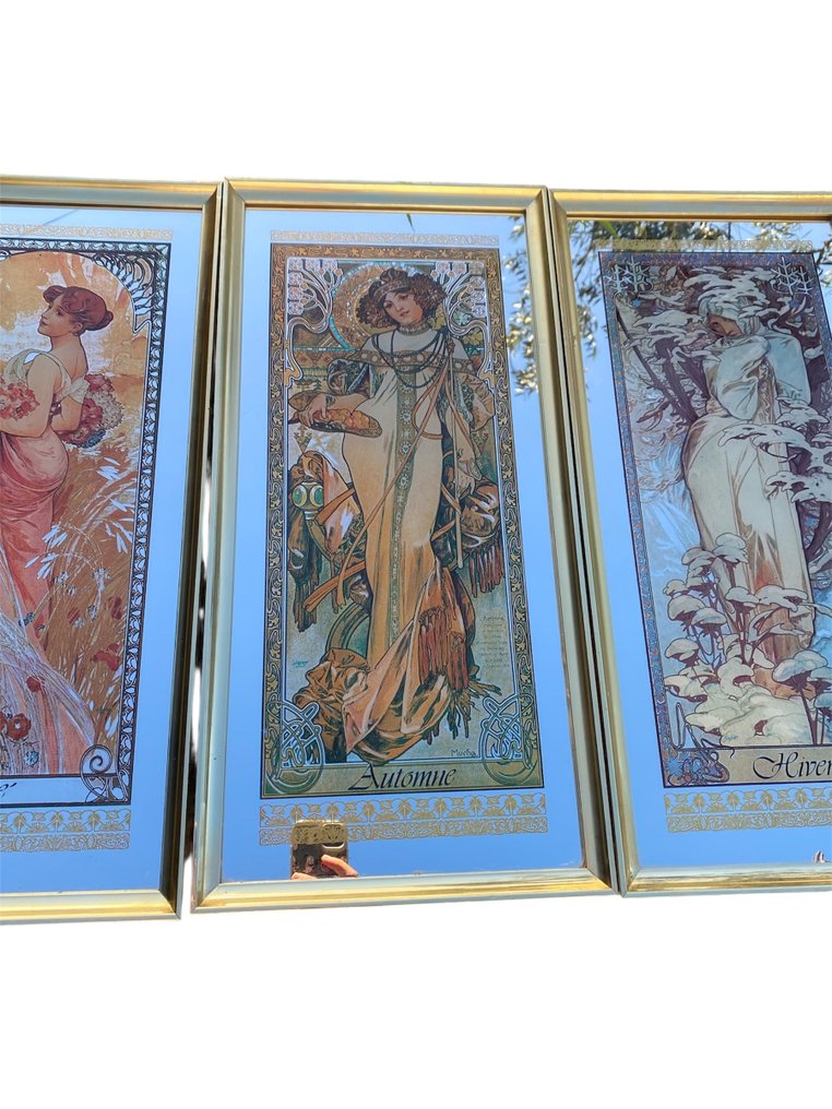 Alphonse Mucha - Καθρέφτης τοίχου (3)- Οι τέσσερις εποχές  - Μέταλλο, Γυαλί #2.1