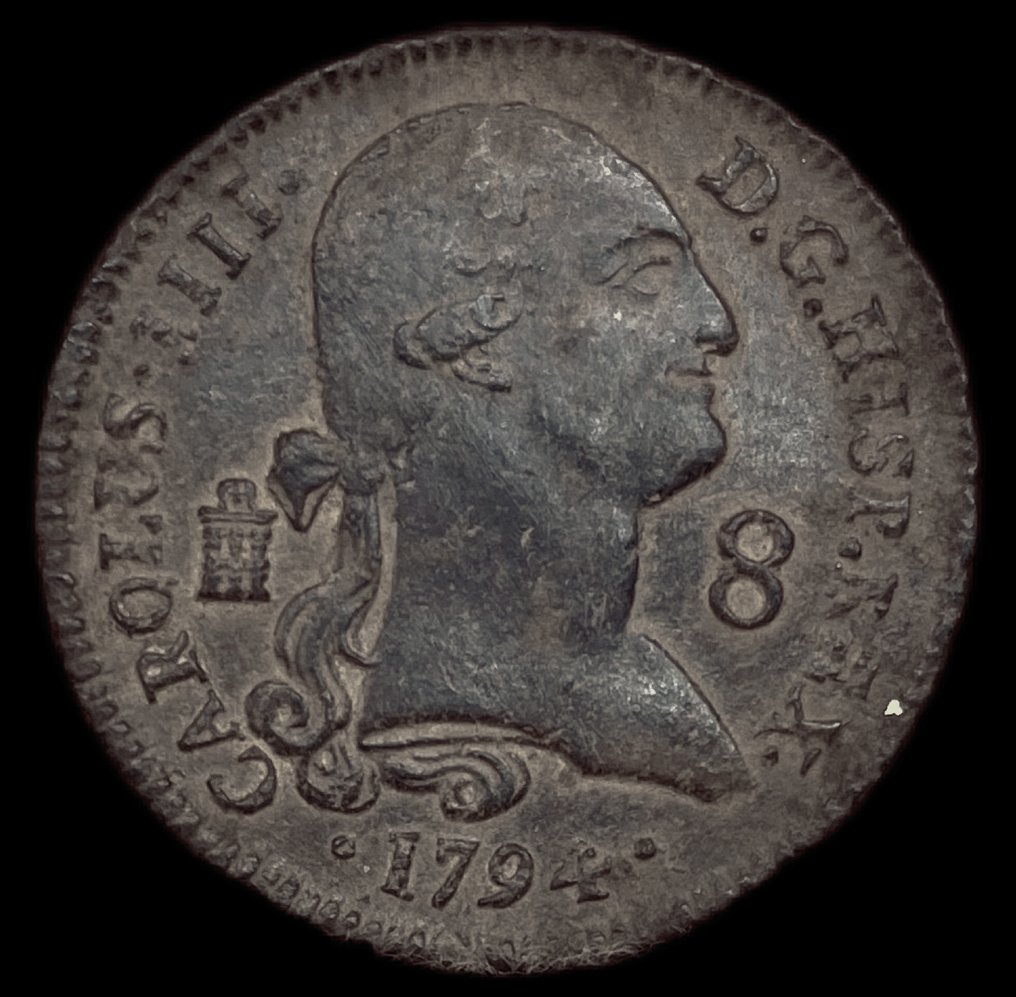 西班牙. 卡洛斯四世. 8 Maravedís 1794 Segovia #1.0