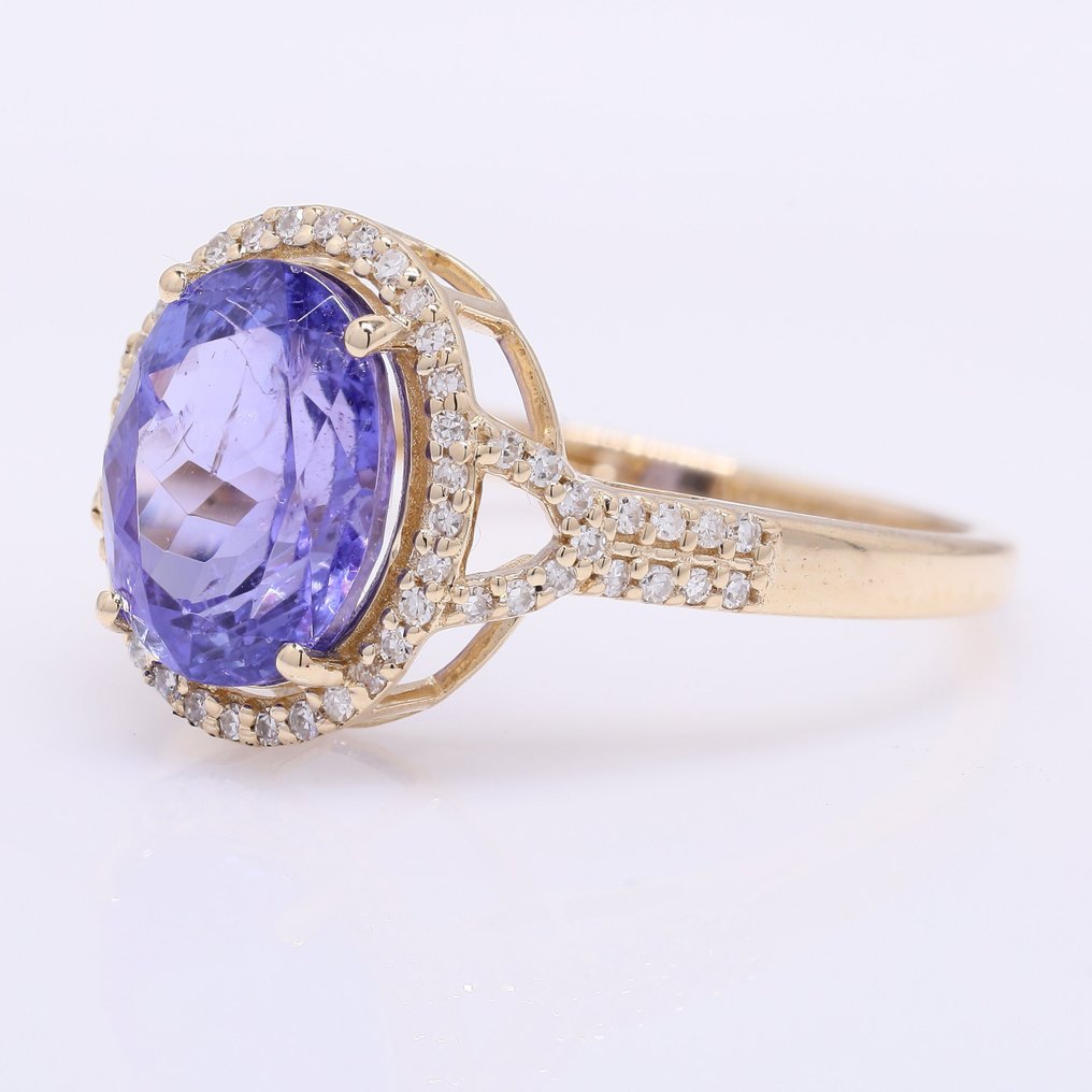 沒有保留價 - 戒指 - 14 克拉 黃金 - 3.16ct. tw. 坦桑石 - 鉆石 #2.1