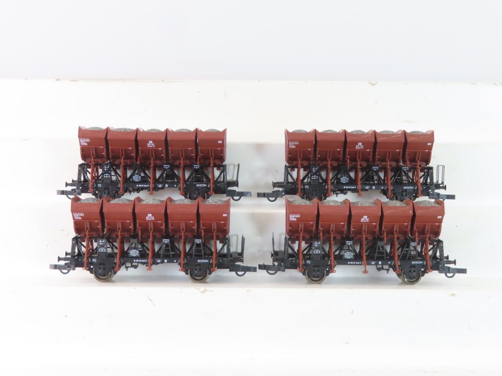 Roco H0 - 67723/67724 - Pienoisjunaradan tavaravaunu (4) - 4x 2-assige zijlossers - DB #1.0