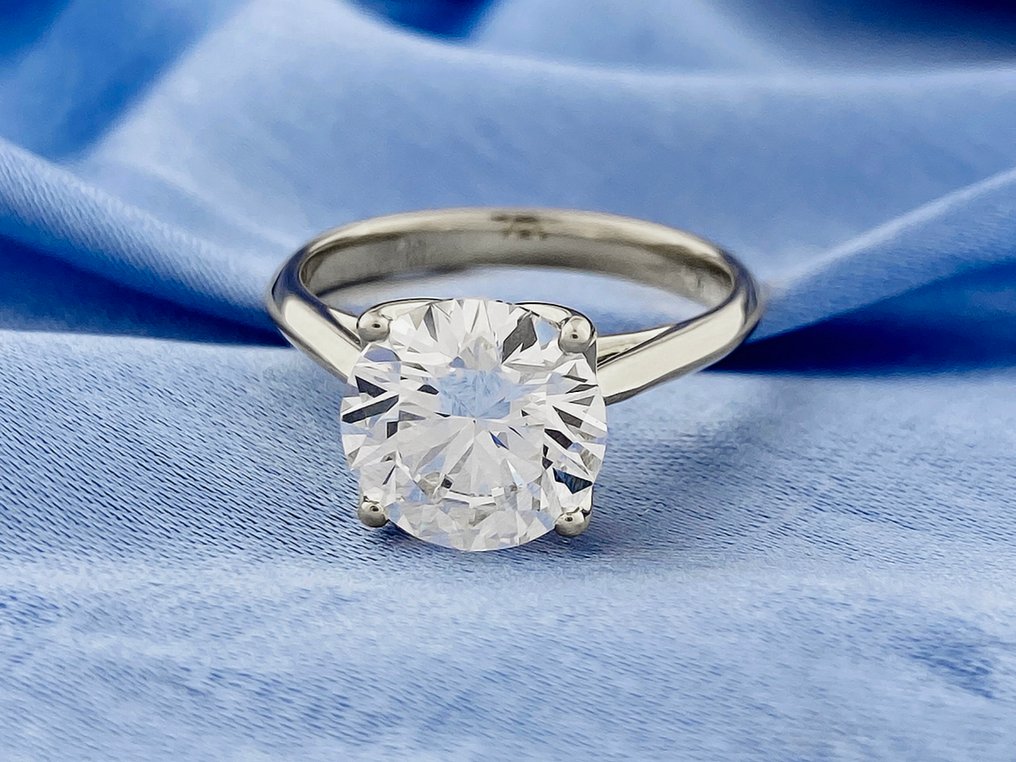 Sormus - 14 kt. Valkokulta - 3.06ct. tw. Timantti (Laboratoriossa kasvatettu) #3.2