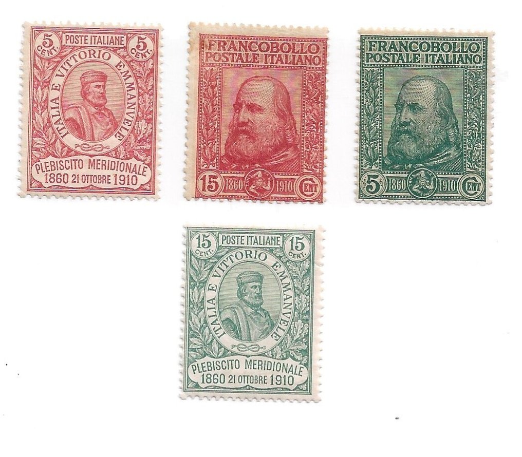 Kongeriket Italia 1910 - 50-årsjubileet for Risorgimento i Sicilia og av folkeavstemningen i Sør-Italia. Bærer - Sassone S.13 #1.0
