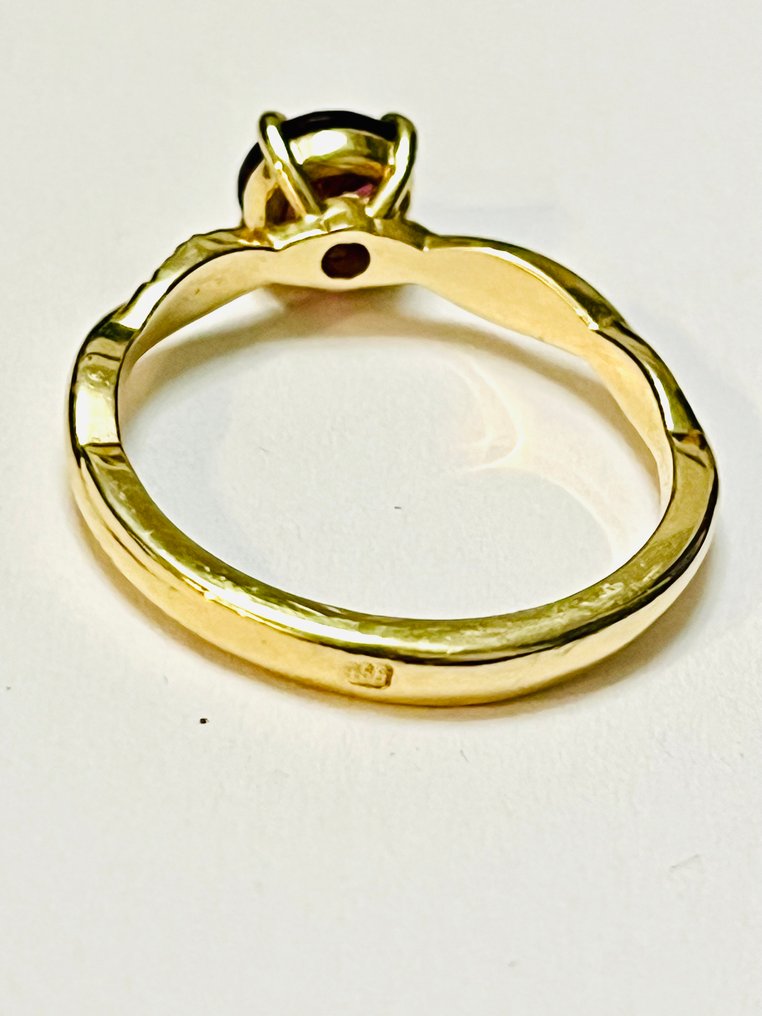 Sormus - 14 kt. Keltakulta - 1.08ct. tw. Rhodoliitti - Timantti #2.1