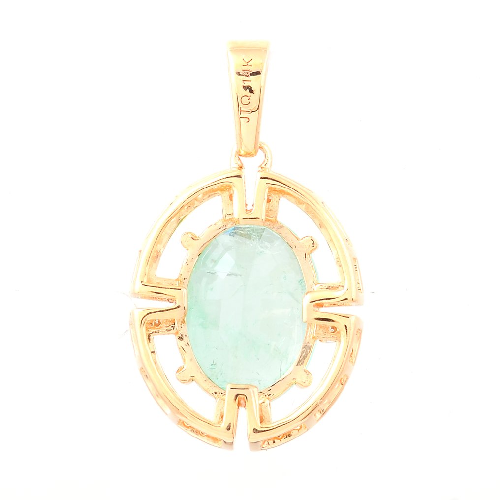 Nincs minimálár - Függő - 14 kt. Sárga arany - 2.31ct. tw. Smaragd - Gyémánt #1.0