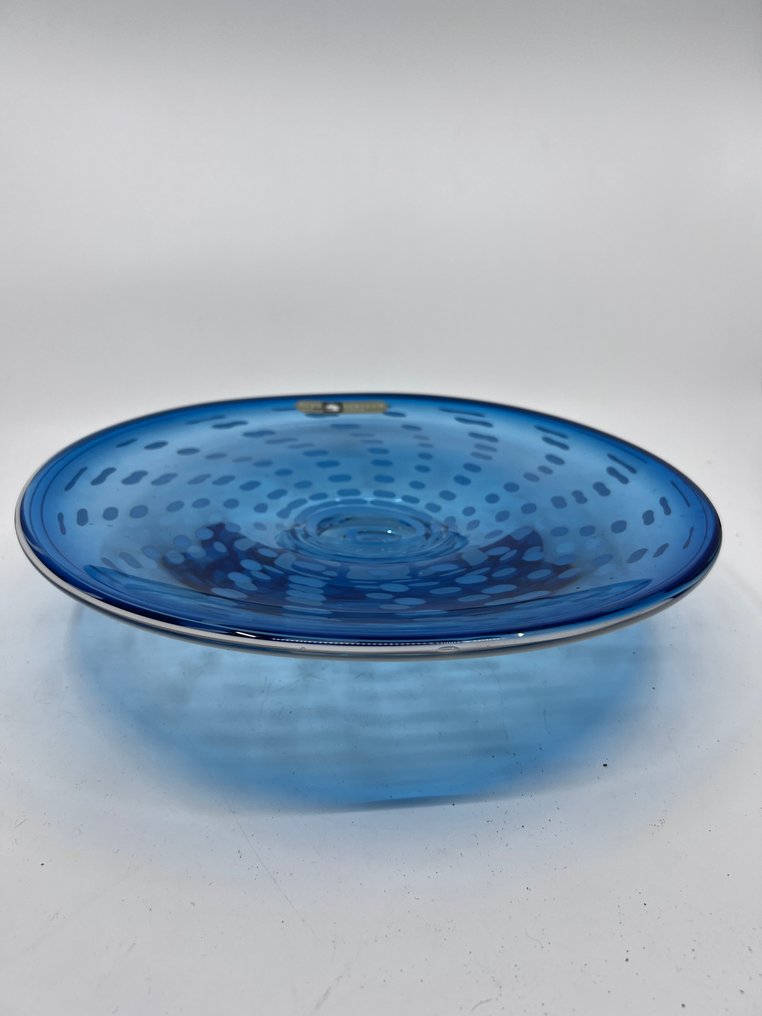 J. Korolus Leerdam 2001 - Piatto da portata - Vetro - Piatto in vetro blu #1.0