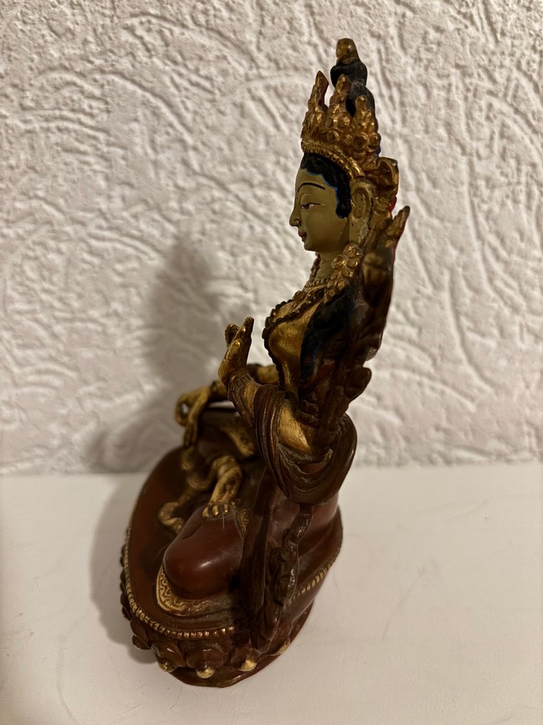 Άγαλμα, Tibetan ‘Gold face’ depiction Buddhist deity Tara Devi - 14 cm - Μπρούντζος #3.2