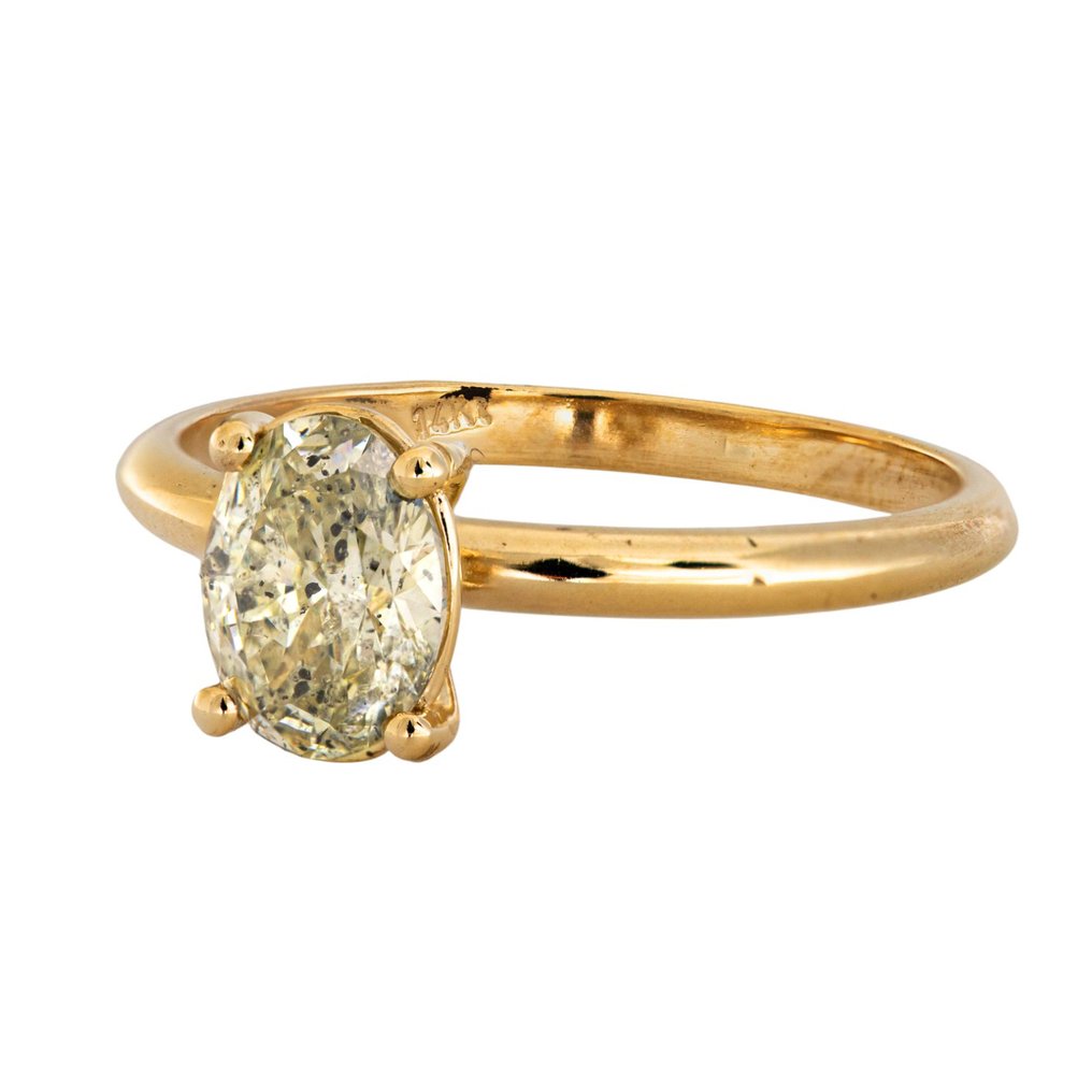 Zonder minimumprijs - Ring - 14 karaat Geel goud - 1.00ct. tw. Geel Diamant (Natuurlijk gekleurd) #3.2