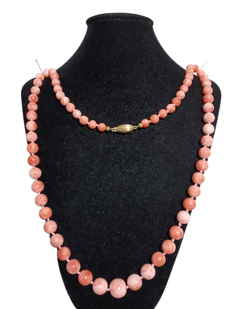 Collier - 18 carats Or jaune Corail - Corail - Coral Rosato Naturel #1.0
