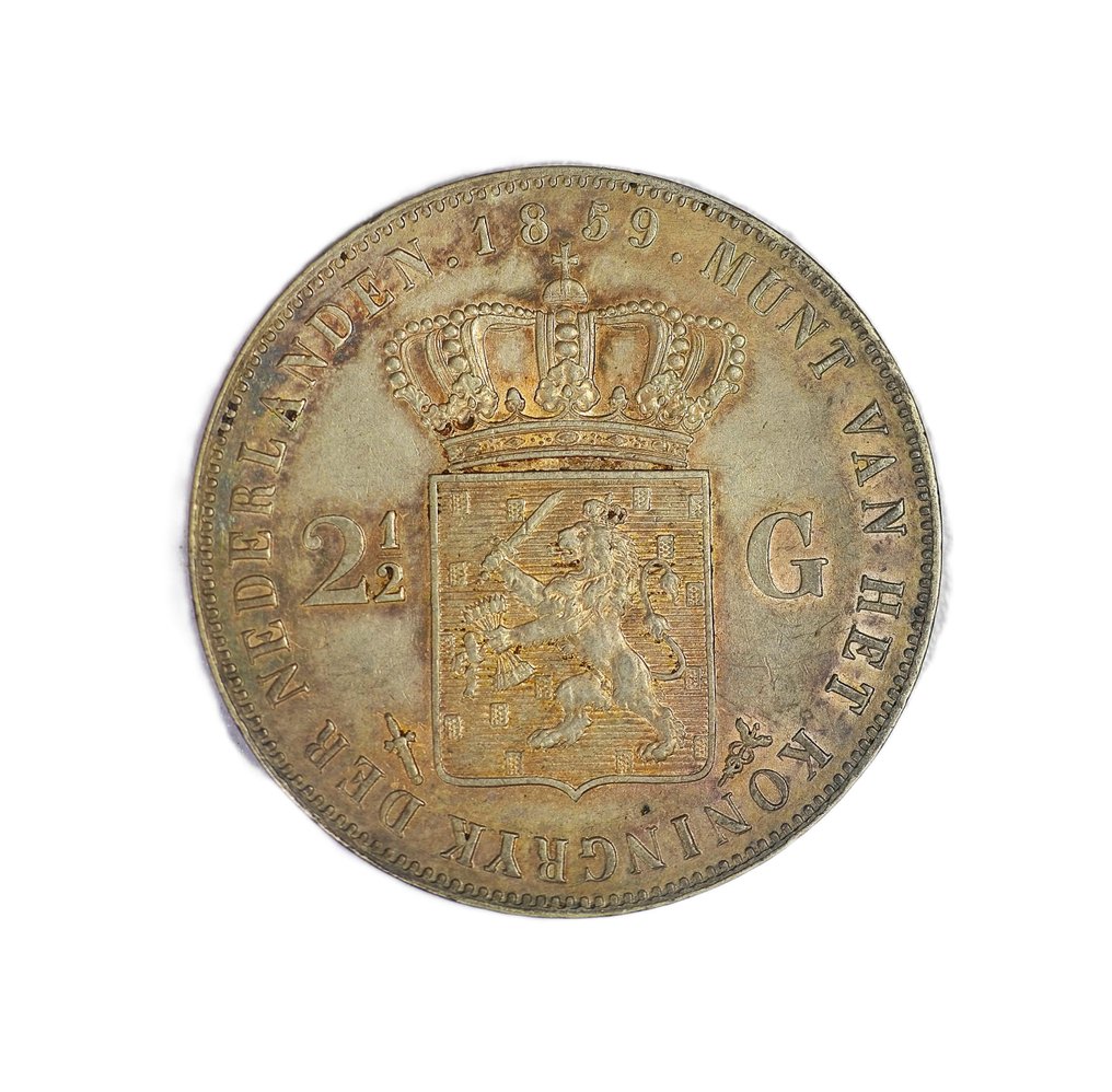 Alankomaat. Willem III. 2 1/2 Gulden 1859 - High Quality Schulman 585 (Ei pohjahintaa) #1.0