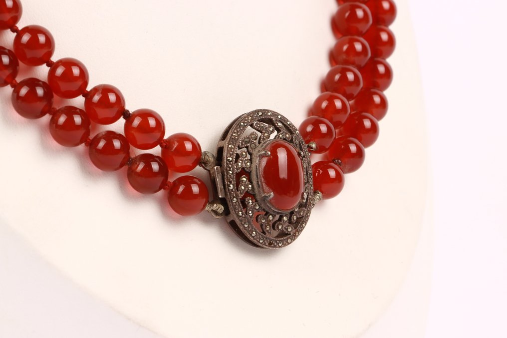 没有保留价 - 项链 银, 玛瑙 - 复古的红玉髓 #2.1