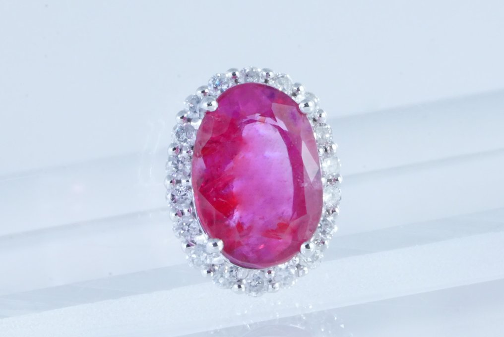 No reserve price - Pendant Platinum -  2.03ct. tw. Ruby - Diamond #2.1