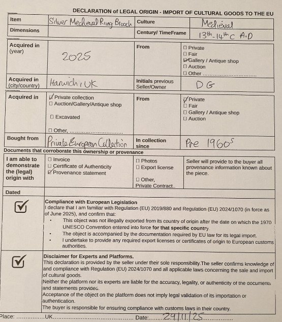 Μεσαιωνική Ασημί Καρφίτσα - Δαχτυλίδι καρφίτσα (χωρίς τιμή ασφαλείας) #3.2