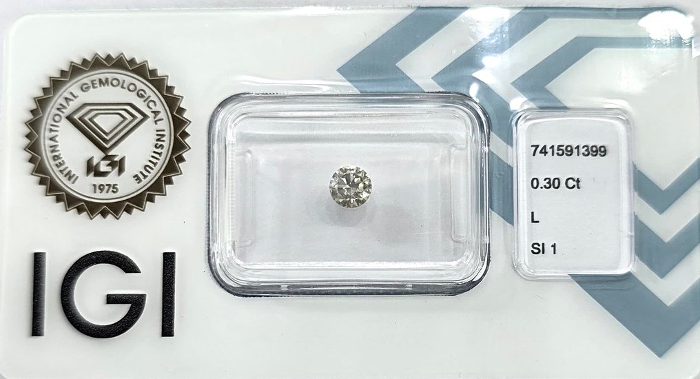 没有保留价 - 1 pcs 钻石  (天然)  - 0.30 ct - 圆形 - L - SI1 微内含一级 - 国际宝石研究院（IGI） #2.1