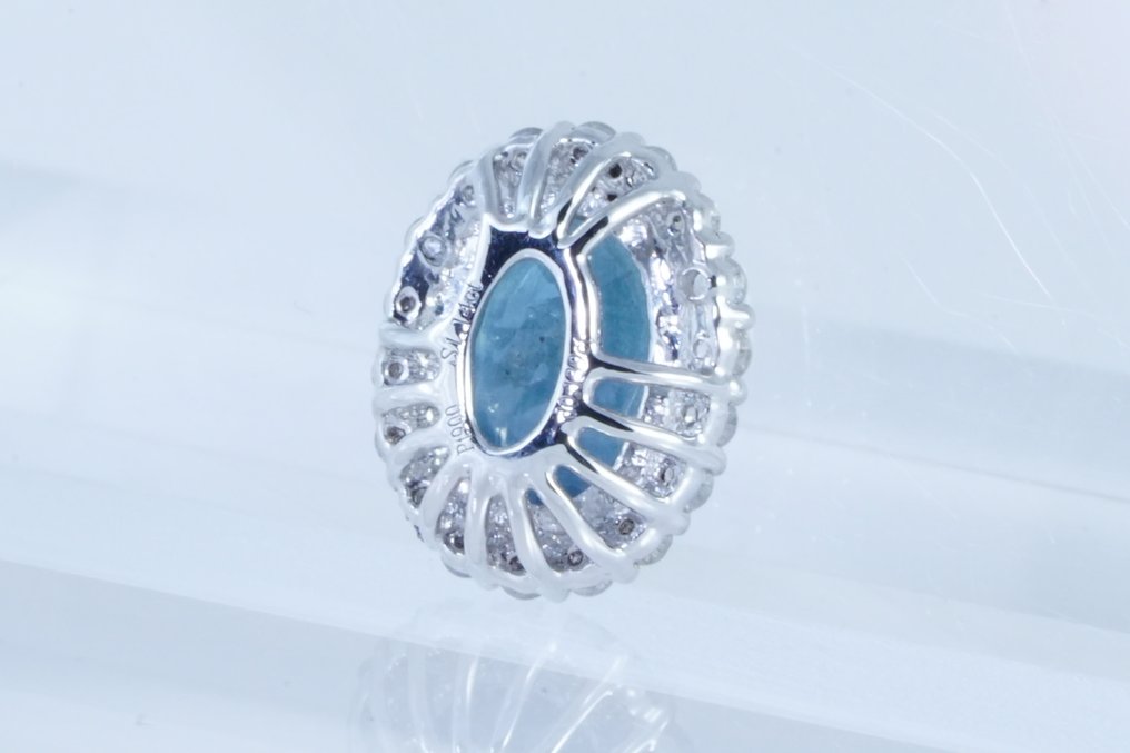 χωρίς τιμή ασφαλείας - Κρεμαστό κόσμημα Πλατίνα -  1.28ct. tw. Ζαφείρι - Διαμάντι #2.1