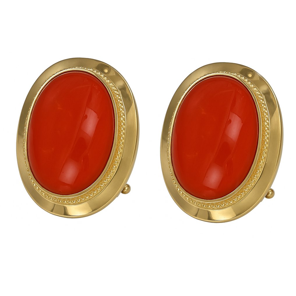 Øredobber - 18 karat Gull - Korall #4.3