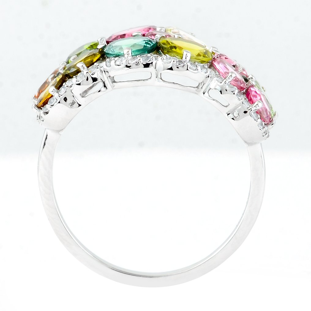 Sans prix de réserve - Bague Platine - 3.07ct. tw. Tourmaline - Saphir #3.2