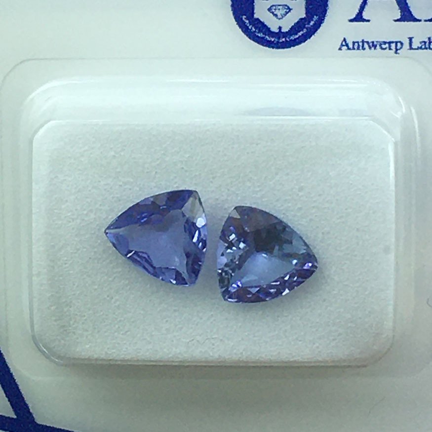 没有保留价 - 2 pcs  紫色 坦桑石  - 1.50 ct - 安特卫普宝石检测实验室（ALGT） - 坦桑尼亚坦桑石 #1.0