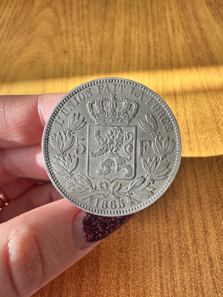 Belgium. Leopold I. 5 Franchi 1865  (No reserve price) #1.0