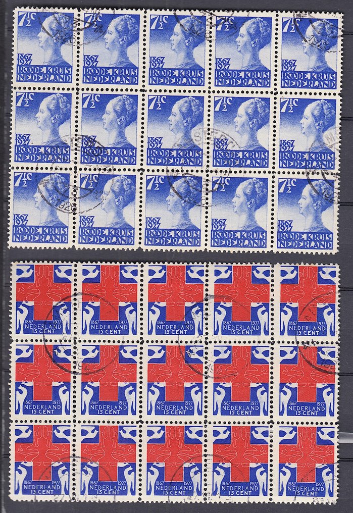 Holland 1927 - Roode-Kruiszegels, i felt af 15 uret - NVPH 203/207 #1.0