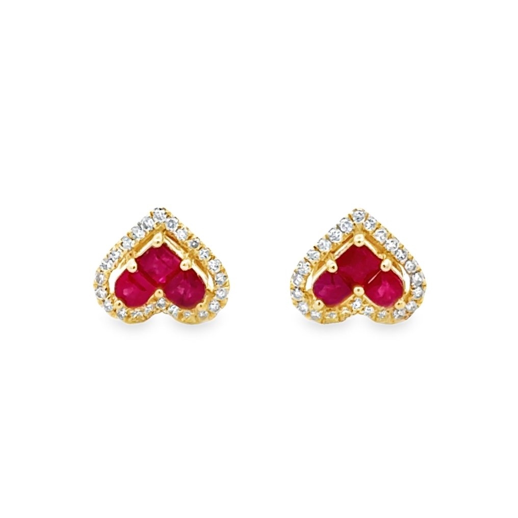 Sans prix de réserve - Boucles d'oreilles - 18 carats Or jaune - 0.64ct. tw. Rubis - Diamant #3.2