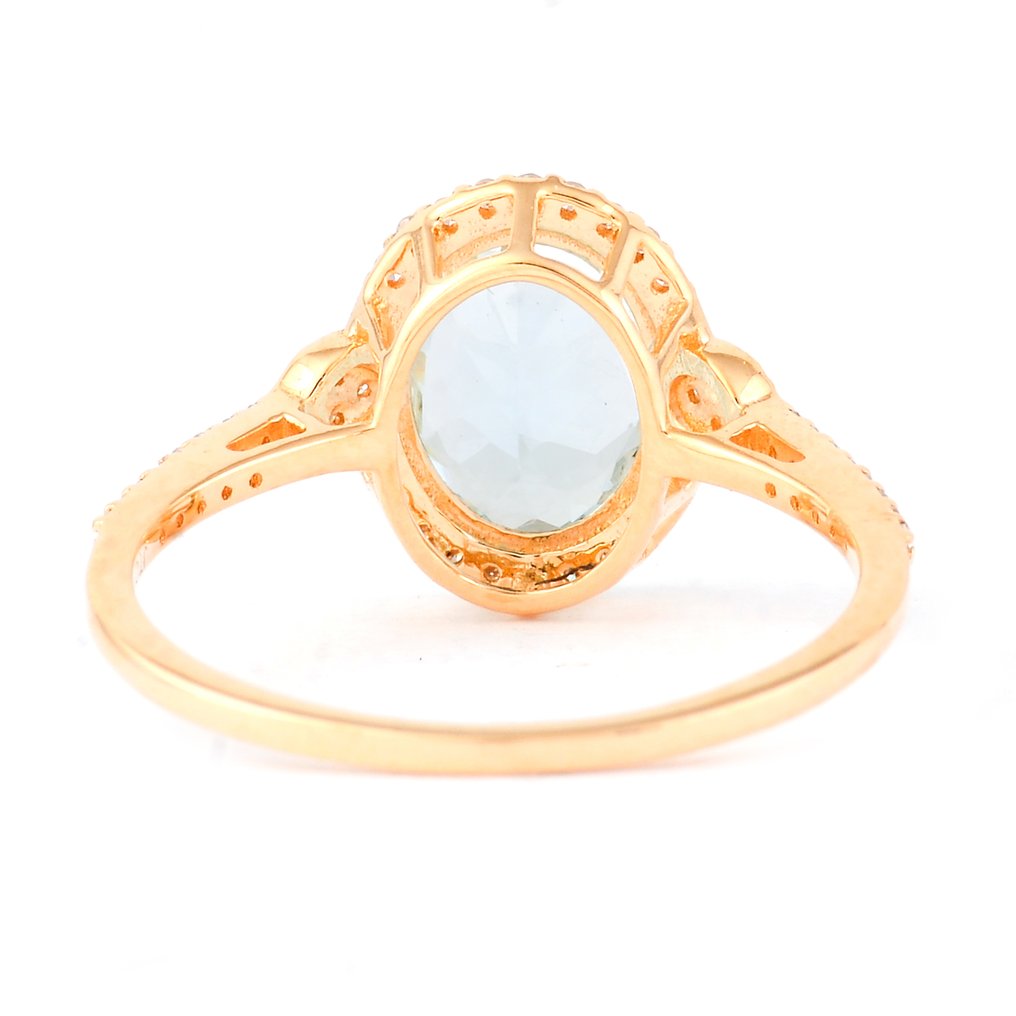 Nincs minimálár - Gyűrű - 14 kt. Sárga arany -  1.87ct. tw. Akvamarin - Gyémánt #2.1