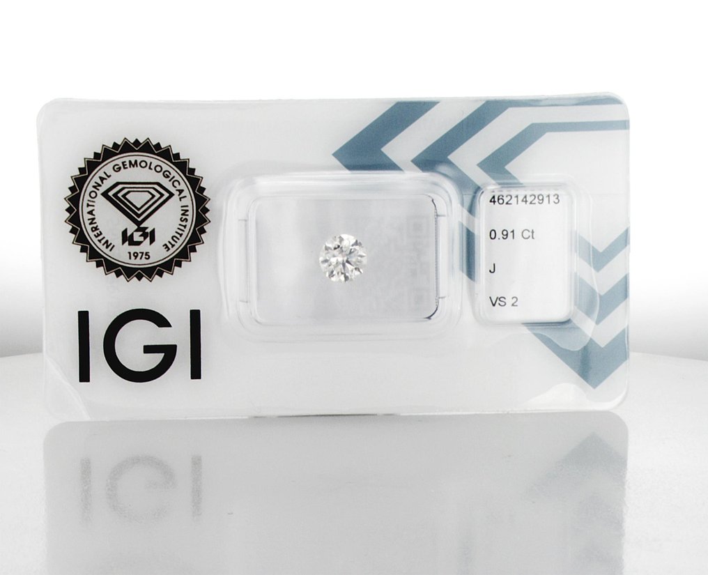 1 pcs Διαμάντι (Φυσικό) - 0.91 ct - Στρογγυλό - J - VS2 - International Gemological Institute (IGI) - IYA021 #1.0