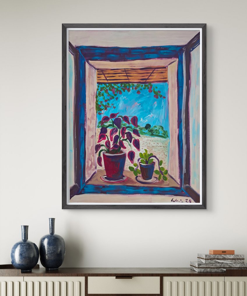 Kirsty Wain - View from the Studio: Potted Plants & Mediterranean Sky - NO Reserve #3.2