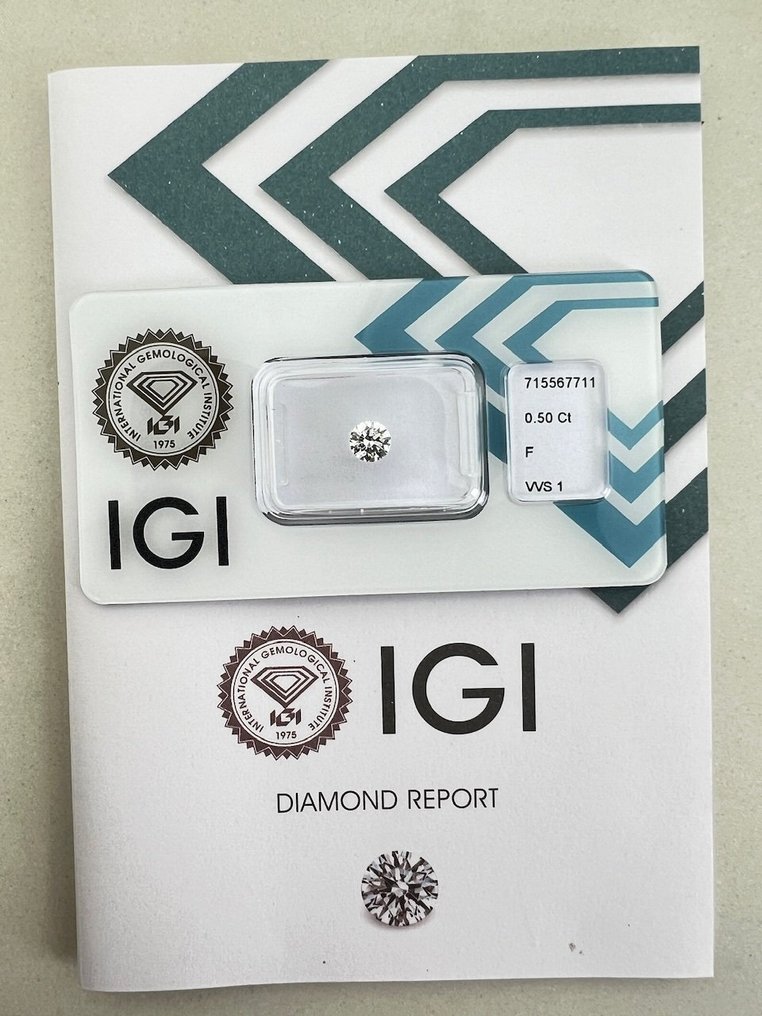 1 pcs Gyémánt (Természetes) - 0.50 ct - Kerek - F - VVS1 - Nemzetközi Gemmológiai Intézet (IGI) #3.2