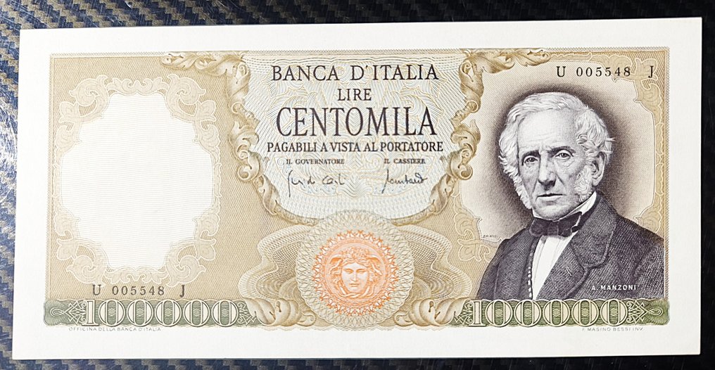 Ιταλία. - 100.000 Lire 19/07/1970 "Manzoni" - Gigante BI 82B2; Pick 100b #1.0
