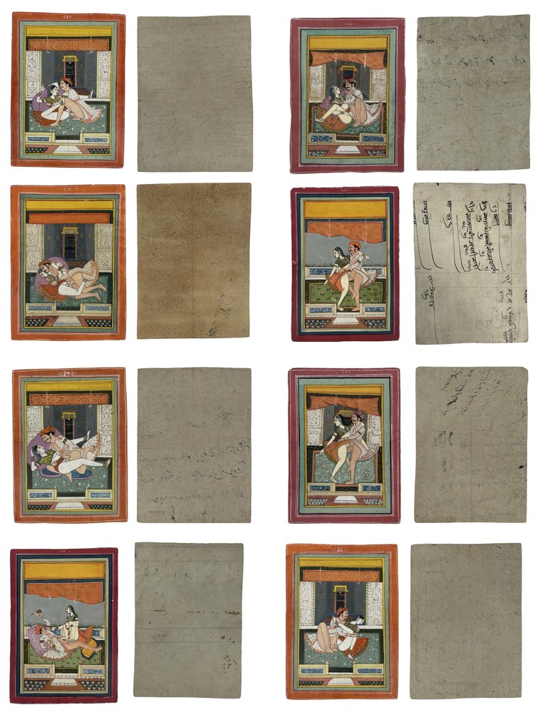 En flot samling af håndmalede rajastanske erotiske miniaturer. - Indien - Begyndelsen af det 20. århundrede #2.1