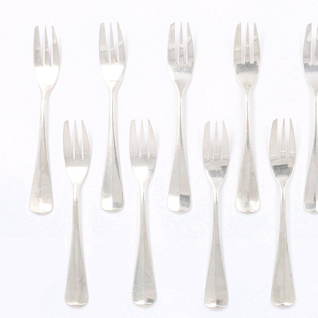 Zilverfabriek Voorschoten - 'Haags Lofje' - Widelec do ciasta (12) - Srebro pr. 833 #1.0